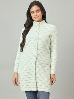 Duke - Women Long Coat Regular Green Cardigan