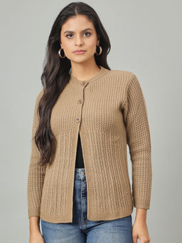 Duke - Women Front Open Regular Brown Cardigan