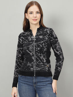 Duke - Women Full Zip Black Cardigan