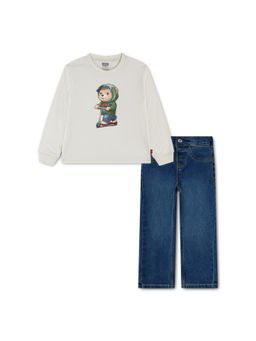 Levi's - Off White Graphic Straight T-Shirt & Jeans