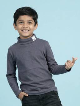 KiddoPanti - Boys and Girls Cotton Full Sleeve T Shirt With Smiley Patch