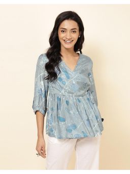 Fabindia - Rayon Blend Printed Grey Tunic