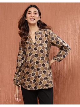 Fabindia - Cotton Silk Ajrakh Printed Beige Tunic