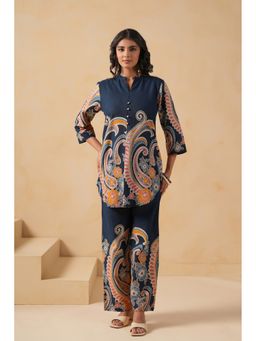 SAVI - Blue Cotton Flex Designer Printed Co-ord Set