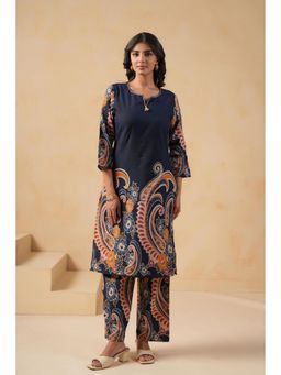 SAVI - Cotton Flex Blue Designer Printed Kurta and Pant