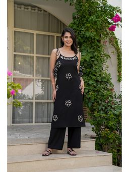 GAYRAA - Cotton Hand Worked Black Kurta with Palazzo