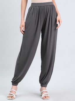 Go Colors - Women Solid Silver Grey Harem Pant