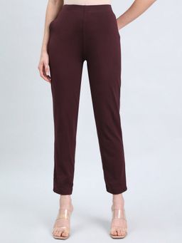 Go Colors - Women Solid Kurti Wine Pant
