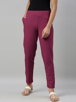 Go Colors - Women Solid Kurti Purple Pant