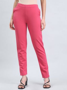 Go Colors - Women Solid Kurti Pink Pant
