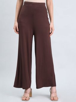 Go Colors - Women Solid Dark Brown Palazzo