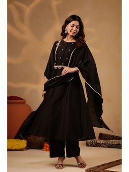 Suramya - Saanjh Crepe Black Kurta and Pant with Dupatta