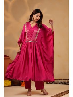 Suramya - Saanjh hot pink Kaftan and Pant with Bustier