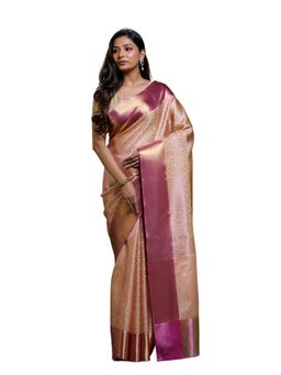 Pallu Patari - Bronze Women Tanchui Tissue Saree With Unstitched Blouse