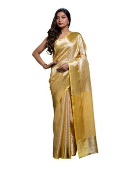 Pallu Patari - Yellow Women Tanchui Tissue Saree With Unstitched Blouse
