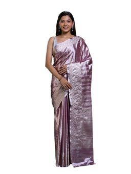 Pallu Patari - Lavender Women Zari Woven Tissue Saree With Unstitched Blouse