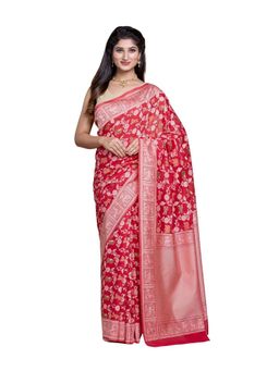 Pallu Patari - Blue Women Resham Weave Mulmul Cotton Saree With Unstitched Blouse