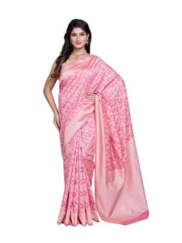 Pallu Patari - Pink Women Resham Weave Mulmul Cotton Saree With Unstitched Blouse