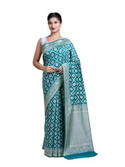 Pallu Patari - Green Women Resham Weave Mulmul Cotton Saree With Unstitched Blouse