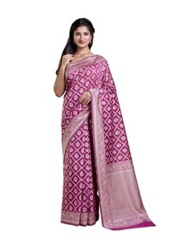 Pallu Patari - Magenta Women Resham Weave Mulmul Cotton Saree With Unstitched Blouse