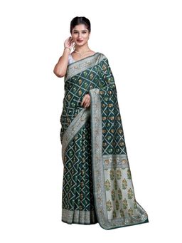 Pallu Patari - Green Women Resham Weave Mulmul Cotton Saree With Unstitched Blouse