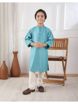 Fabindia - Blue Viscose Blend Hand Block Printed Long Kurta