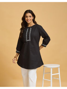 Fabindia - Black Cotton Embroidered Tunic