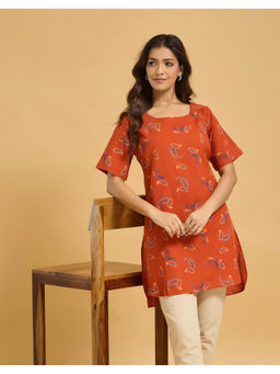Fabindia - Rust Cotton Paisley Printed Tunic