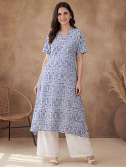 Black & Blah Blah - Blue Cotton Printed Kurta