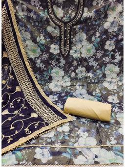 Mirraw - Elegant Multi-Color Viscose Simar Embroidered Dress Material with Dupatta
