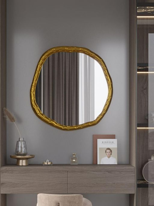 CasaGold 24 Inch Gold Hammered Mirror in Metal Frame