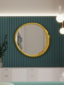 CasaGold - 24 Inch Gold Moon Mirror in Steel Frame