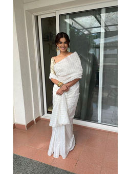 SAAKI - Mulla Off White Checked Saree