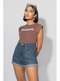 FREAKINS - Blue High Waist Roller Shorts