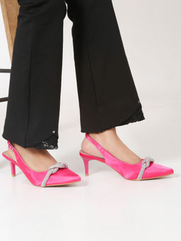 Flat n Heels - Women Casual Sandal Heels Fushcia Pink
