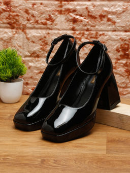 Flat n Heels - Women Casual Block Heel Pumps Black