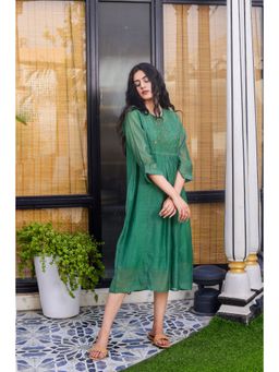 Tatwa Designs - Bottle Green Paarijaat Dress (Set of 2)