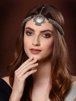 PANASH - Silver-Toned Oxidised Matha Patti