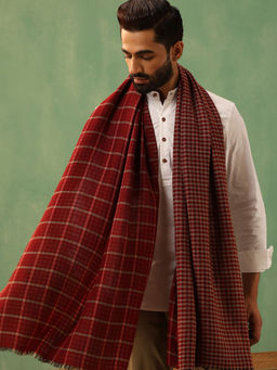 Dusala India - Riyaz Maroon Cashmere Checkered Stole