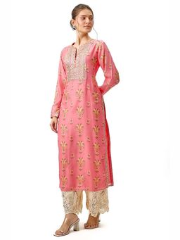 Gopi Vaid - Neha Pink Embroidery Kurta