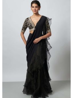 Gopi Vaid - Ganika Mirror Embellished Saree with Stitched Blouse