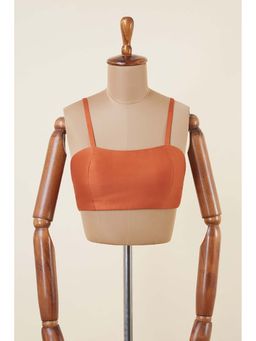 Dressfolk - Sunkissed Vibrant Orange Chanderi Spaghetti Stitched Blouse