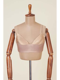 Dressfolk - Kaira Metallic Rose Gold Tissue Spaghetti Stitched Blouse