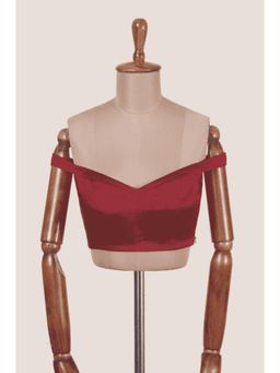 Dressfolk - Nia Red Off-Shoulder Tissue Stitched Blouse