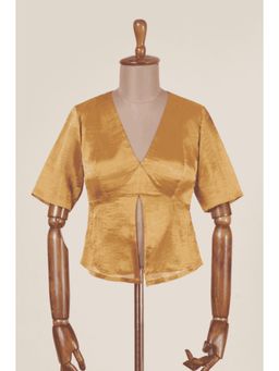 Dressfolk - Amini Gold Peplum Style Tissue Stitched Blouse