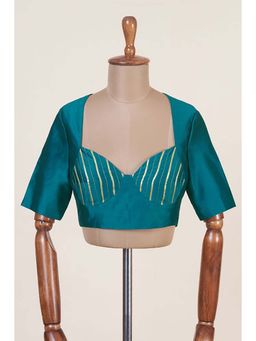 Dressfolk - Reena Teal Chanderi and Gota Details Stitched Blouse