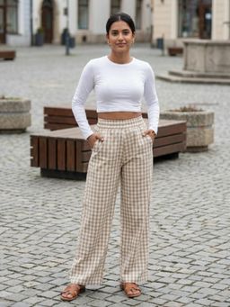 Zuri - Brown Stripped High Rise Parallel Pant