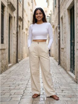 Zuri - Cream Signature Cotton Duck Mid Rise Pant