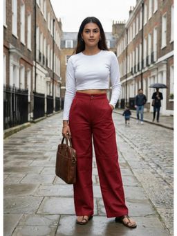 Zuri - Maroon Signature Cotton Duck Mid Rise Pant