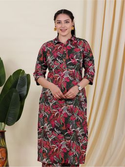 ARAMYA - Multi-Color Soft Cotton Pathani Geometric Print Kurta